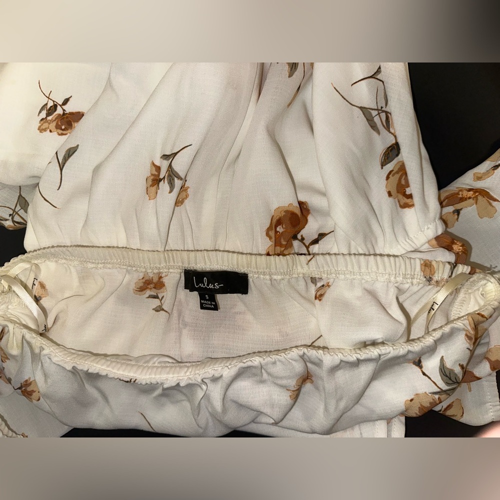 Lulus Lush Gardens Ivory Floral Print Off-The-Shoulder Mini Dress Women’s Size S - Picture 5 of 10